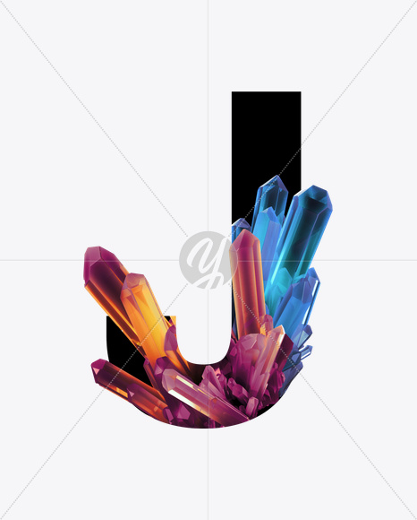 Letter J from Crystal Inside Font on Yellow Images Creative Fonts - S25125