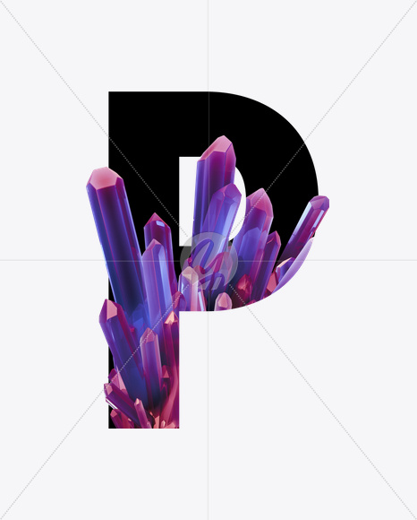 Letter P from Crystal Inside Font on Yellow Images Creative Fonts - S25131