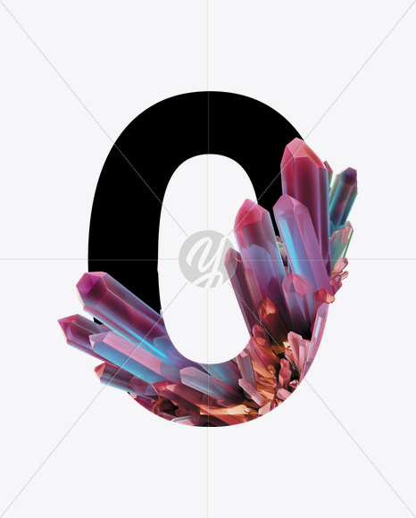 Letter O from Crystal Inside Font on Yellow Images Creative Fonts - S25130