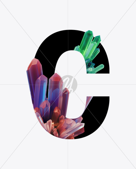 Letter C from Crystal Inside Font on Yellow Images Creative Fonts - S25118