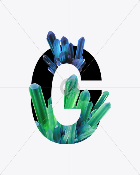 Letter G from Crystal Inside Font on Yellow Images Creative Fonts - S25122