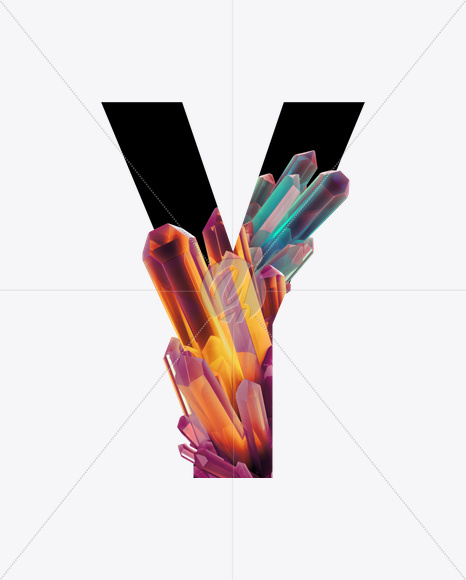 Letter Y from Crystal Inside Font on Yellow Images Creative Fonts - S25140