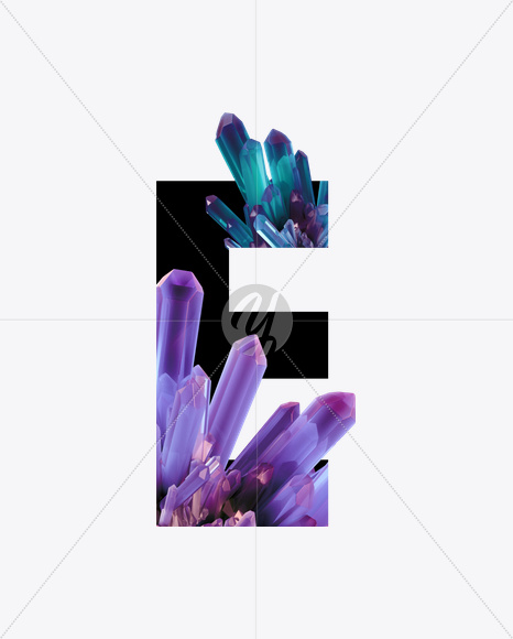 Letter E from Crystal Inside Font on Yellow Images Creative Fonts - S25120