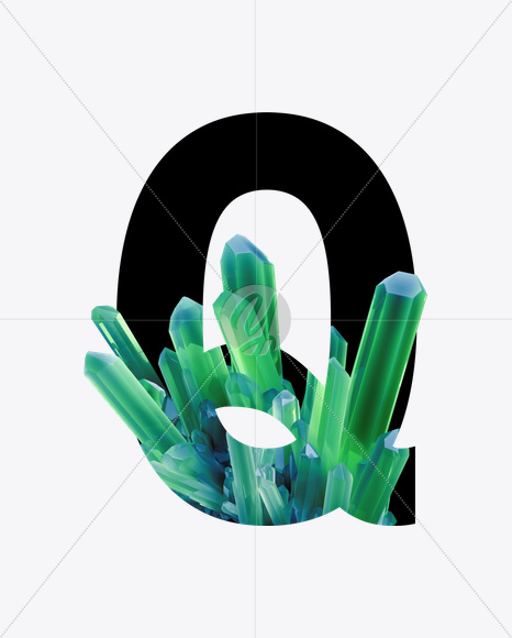 Letter Q from Crystal Inside Font on Yellow Images Creative Fonts - S25132