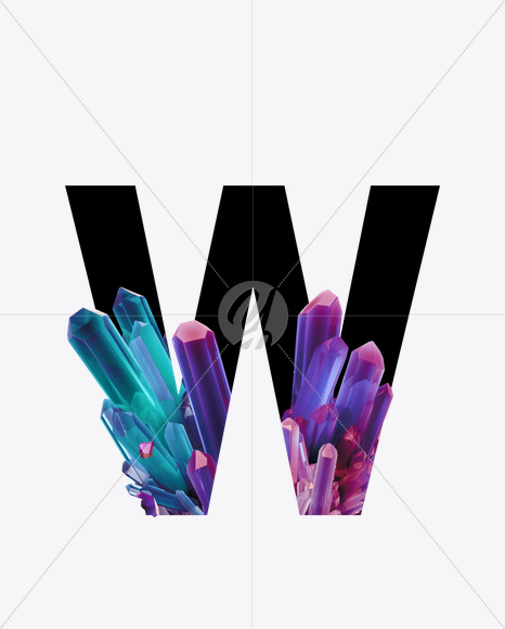 Letter W from Crystal Inside Font on Yellow Images Creative Fonts - S25138