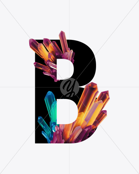 Letter B from Crystal Inside Font on Yellow Images Creative Fonts - S25117