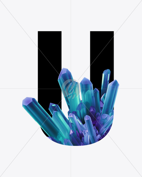 Letter U from Crystal Inside Font on Yellow Images Creative Fonts - S25136