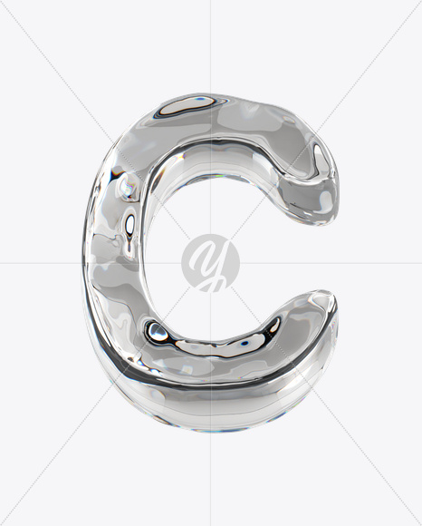 Letter C from Smooth Ice Font on Yellow Images Creative Fonts - S25163