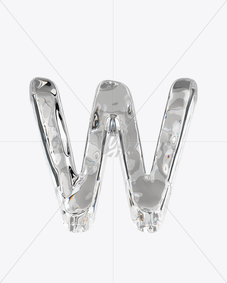 Letter W from Smooth Ice Font on Yellow Images Creative Fonts - S25183