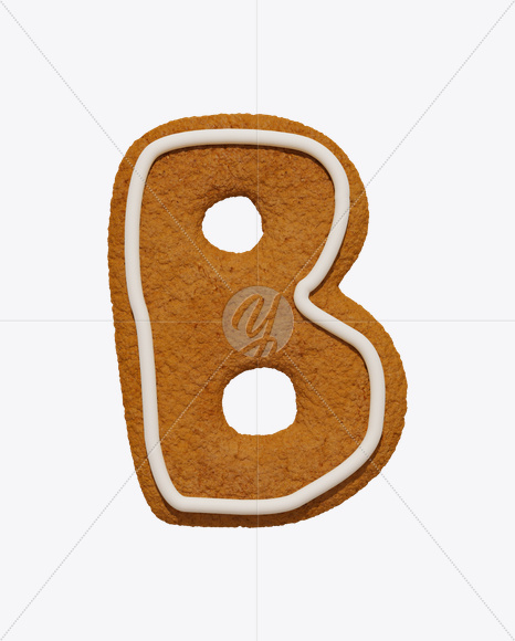 Letter B from Christmas Cookie Font on Yellow Images Creative Fonts - S25206