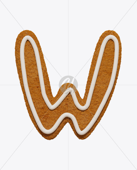 Letter W from Christmas Cookie Font on Yellow Images Creative Fonts - S25227