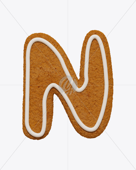 Letter N from Christmas Cookie Font on Yellow Images Creative Fonts - S25218