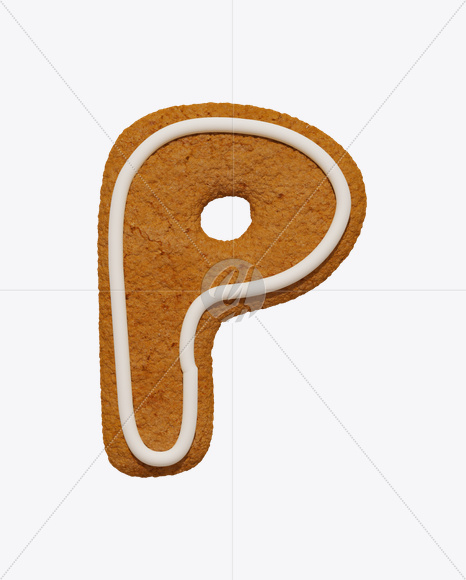 Letter P from Christmas Cookie Font on Yellow Images Creative Fonts - S25220