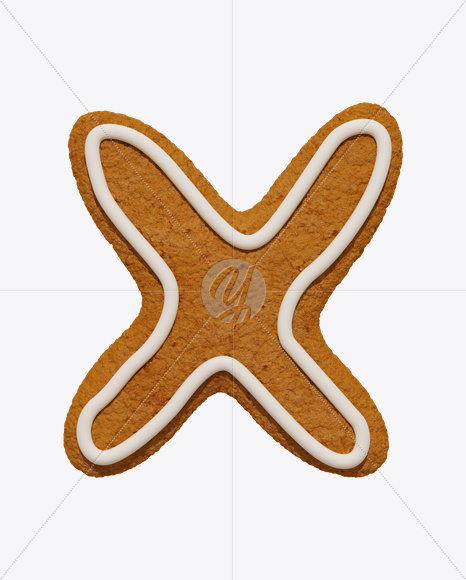 Letter X from Christmas Cookie Font on Yellow Images Creative Fonts - S25228