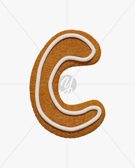 Letter C from Christmas Cookie Font on Yellow Images Creative Fonts - S25207