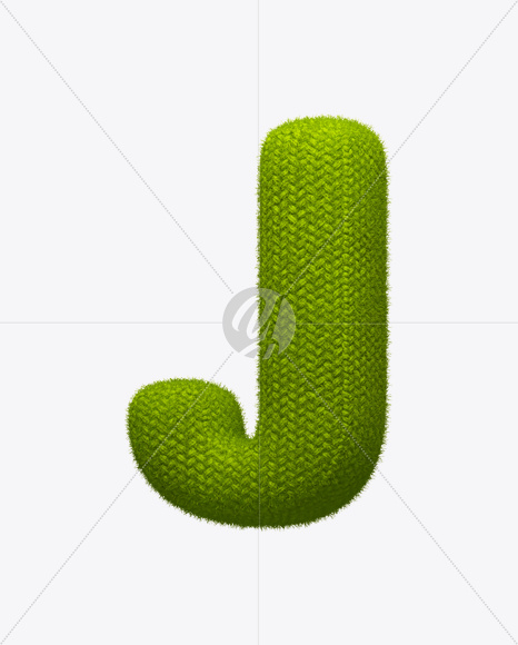 Letter J from Green Knit Font on Yellow Images Creative Fonts - S25254