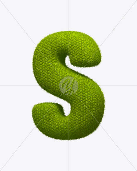 Letter S from Green Knit Font on Yellow Images Creative Fonts - S25263