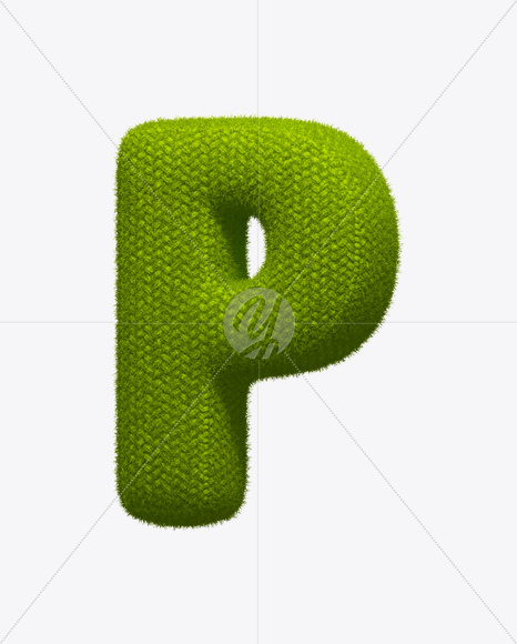 Letter P from Green Knit Font on Yellow Images Creative Fonts - S25260