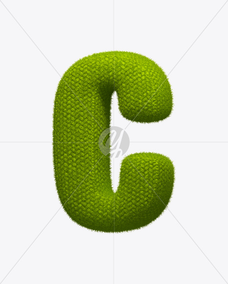 Letter C from Green Knit Font on Yellow Images Creative Fonts - S25247