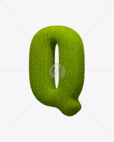 Letter Q from Green Knit Font on Yellow Images Creative Fonts - S25261