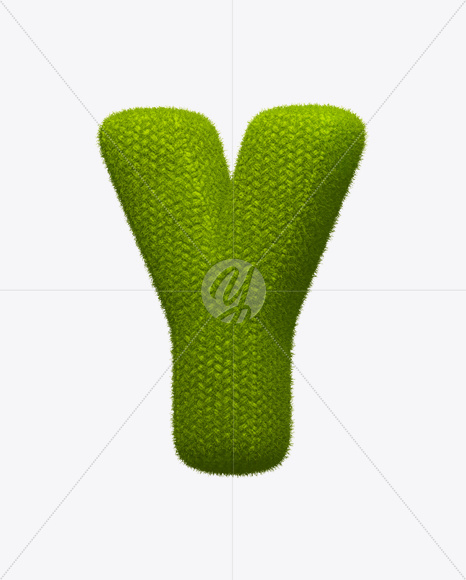 Letter Y from Green Knit Font on Yellow Images Creative Fonts - S25269