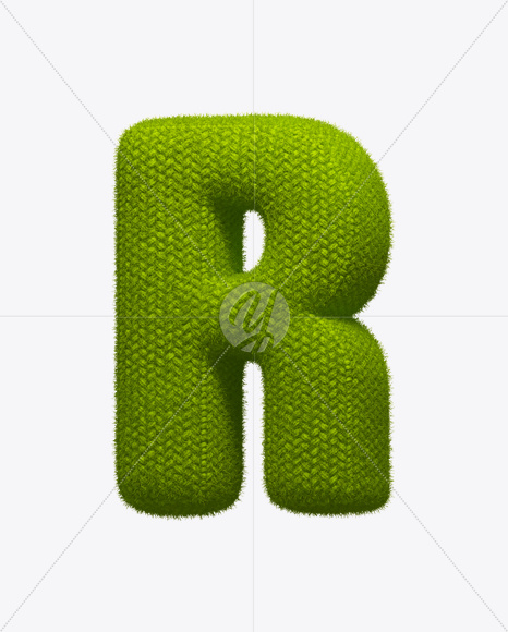 Letter R from Green Knit Font on Yellow Images Creative Fonts - S25262