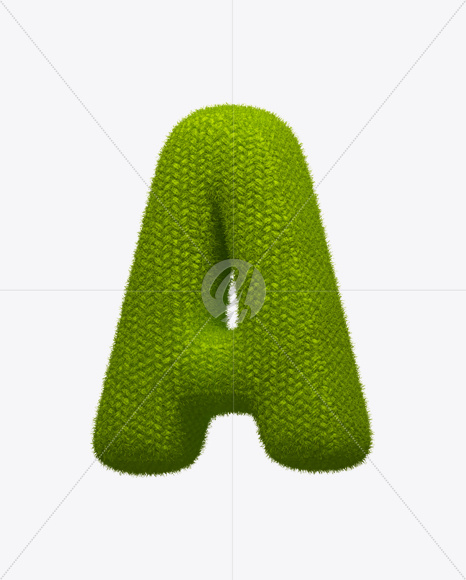 Letter A from Green Knit Font on Yellow Images Creative Fonts - S25245