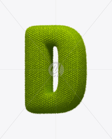 Letter D from Green Knit Font on Yellow Images Creative Fonts - S25248