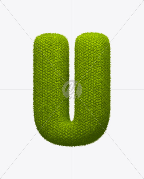 Letter U from Green Knit Font on Yellow Images Creative Fonts - S25265