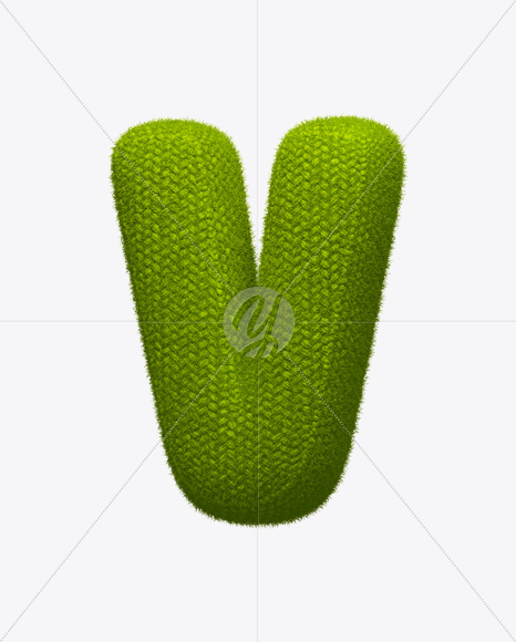 Letter V from Green Knit Font on Yellow Images Creative Fonts - S25266