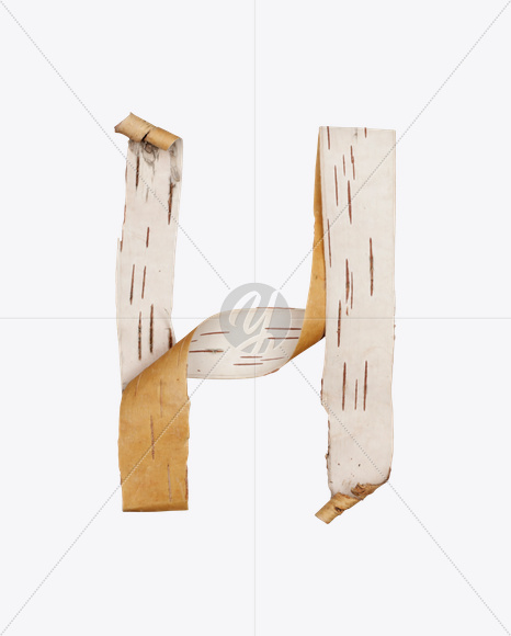 Letter H from Birch Bark Font on Yellow Images Creative Fonts - S25385