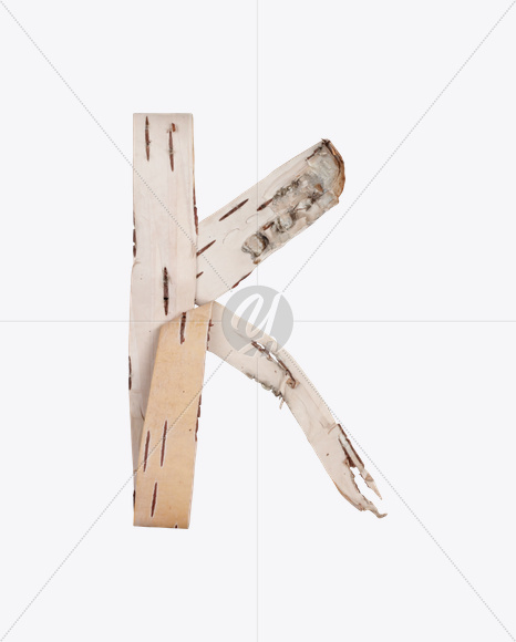 Letter K from Birch Bark Font on Yellow Images Creative Fonts - S25388