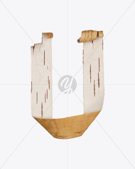 Letter U from Birch Bark Font on Yellow Images Creative Fonts - S25398