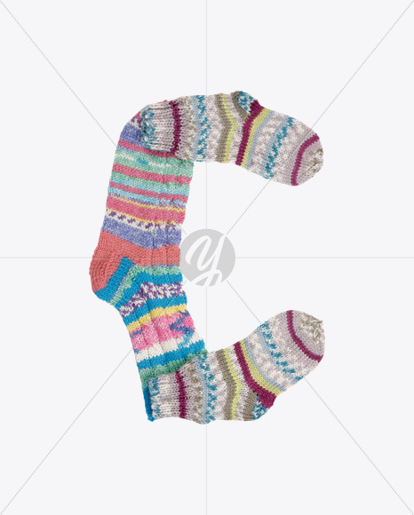 Letter C from Socks Font on Yellow Images Creative Fonts - S25686