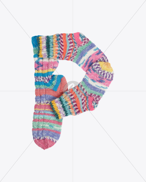 Letter P from Socks Font on Yellow Images Creative Fonts - S25699