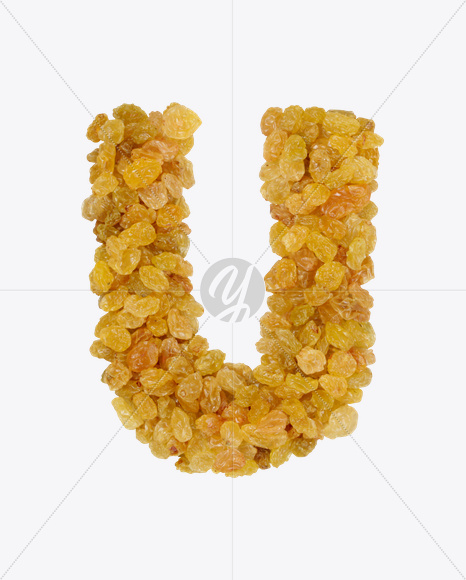 Letter U from Raisins Font on Yellow Images Creative Fonts - S25983