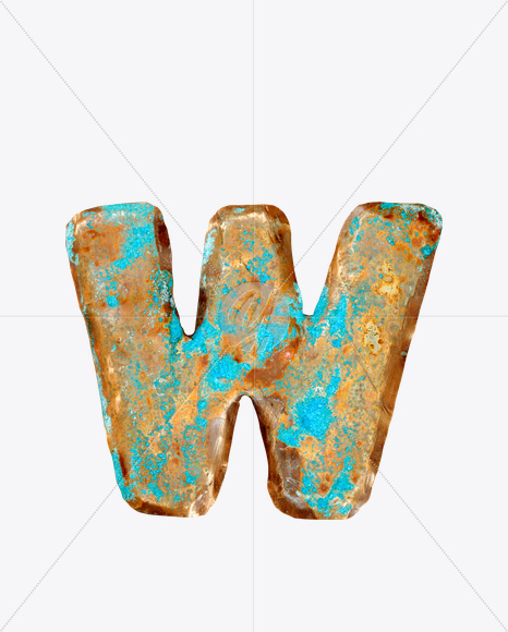 Letter W from Brass Font on Yellow Images Creative Fonts - S26068