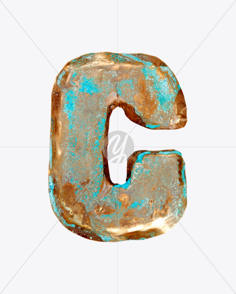 Letter C from Brass Font on Yellow Images Creative Fonts - S26048