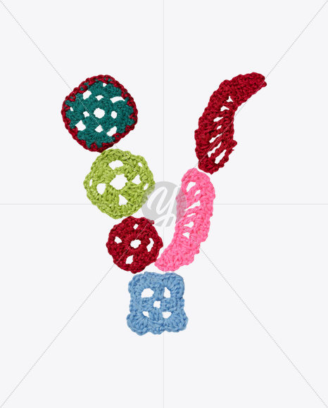 Letter V from Decorate Knitting font on Yellow Images Creative Fonts - S26114