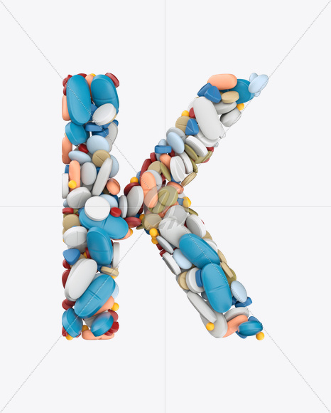 Letter K from Pills Color Font on Yellow Images Creative Fonts - S26197