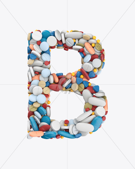 Letter B from Pills Color Font on Yellow Images Creative Fonts - S26188