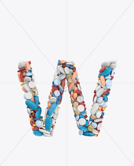 Letter W from Pills Color Font on Yellow Images Creative Fonts - S26209