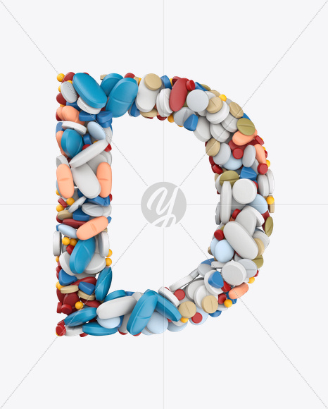 Letter D from Pills Color Font on Yellow Images Creative Fonts - S26190