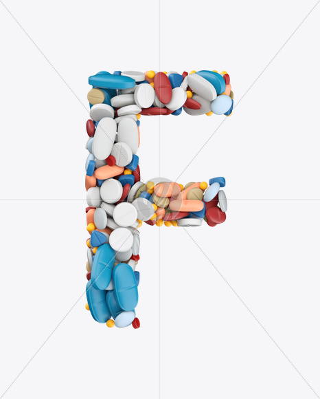 Letter F from Pills Color Font on Yellow Images Creative Fonts - S26192