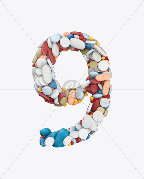 9 from Pills Color Font on Yellow Images Creative Fonts - S26221