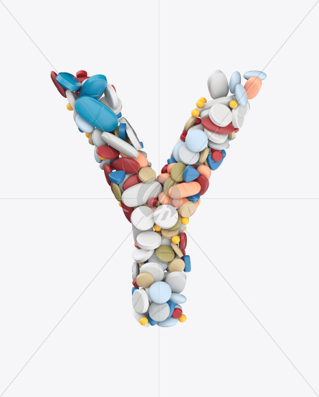 Letter Y from Pills Color Font on Yellow Images Creative Fonts - S26211