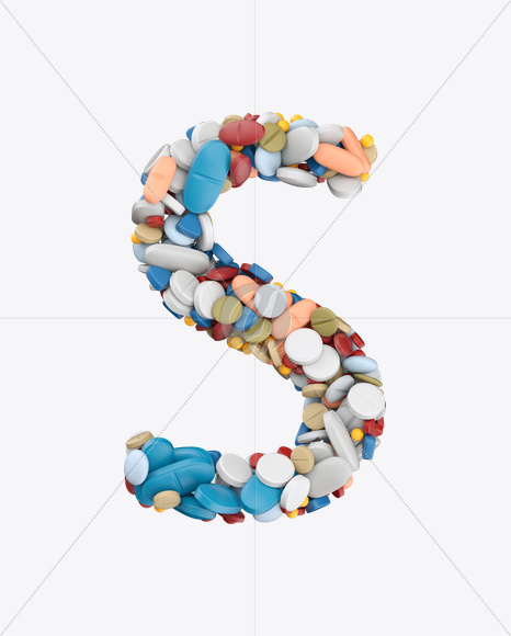 Letter S from Pills Color Font on Yellow Images Creative Fonts - S26205