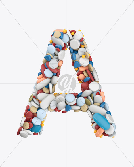 Letter A from Pills Color Font on Yellow Images Creative Fonts - S26187