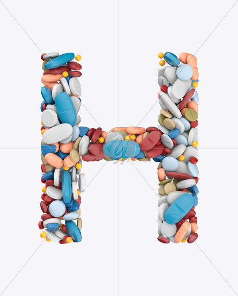 Letter H from Pills Color Font on Yellow Images Creative Fonts - S26194