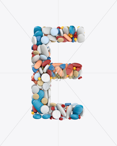 Letter E from Pills Color Font on Yellow Images Creative Fonts - S26191